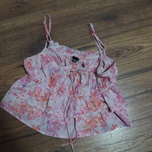 Wild Fable Pink and Orange Floral Crop Top